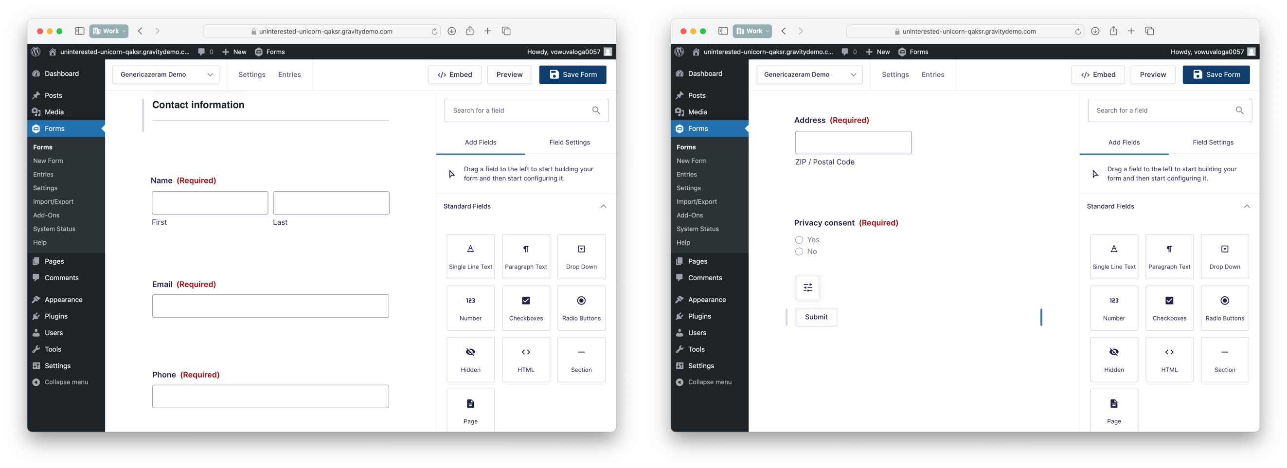 Gravity Forms - Step 4 - Contact information