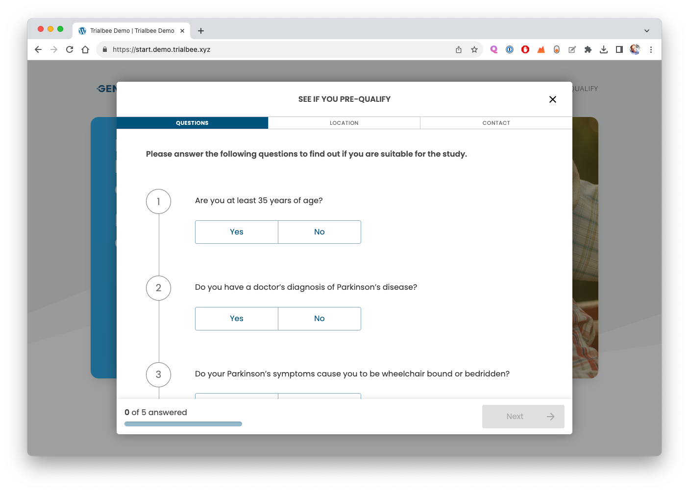 Self-Assessment Widget Interface